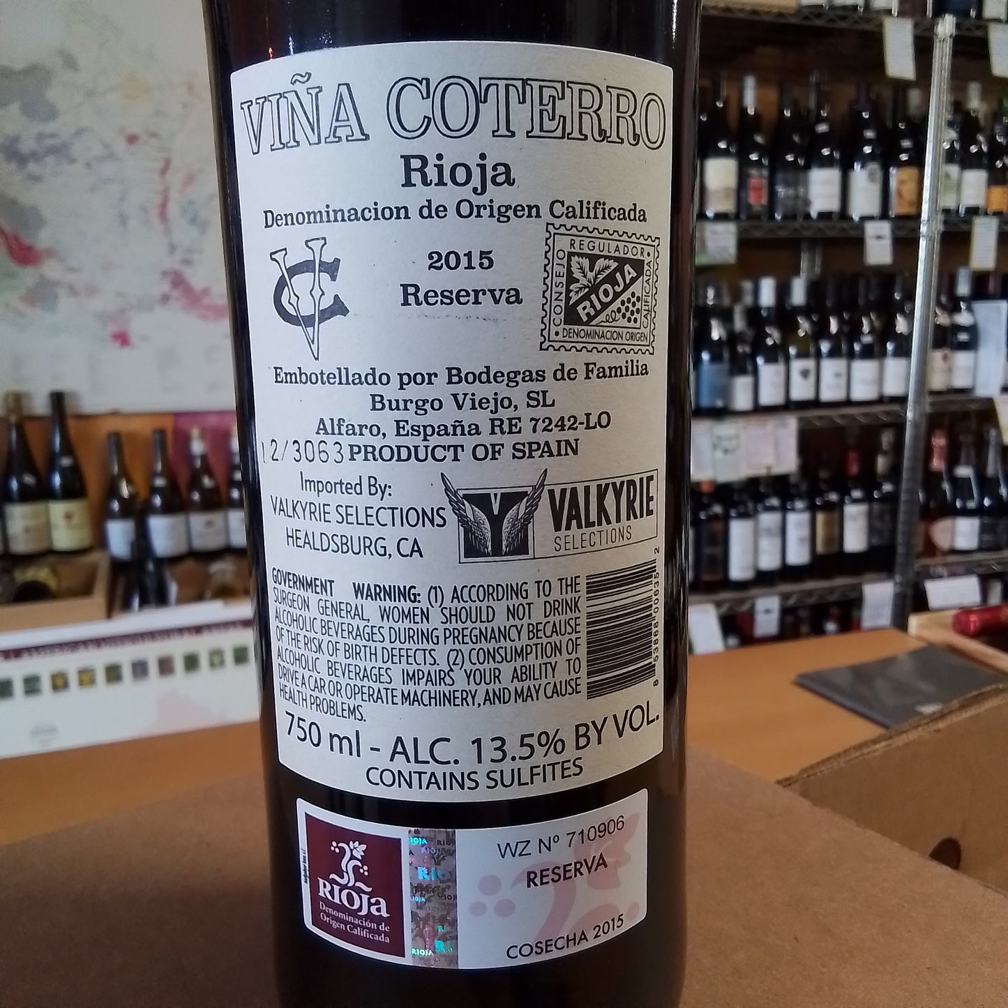 VINA COTERRO 2015 Tempranillo 'Rioja Reserva' (Rioja, Spain)