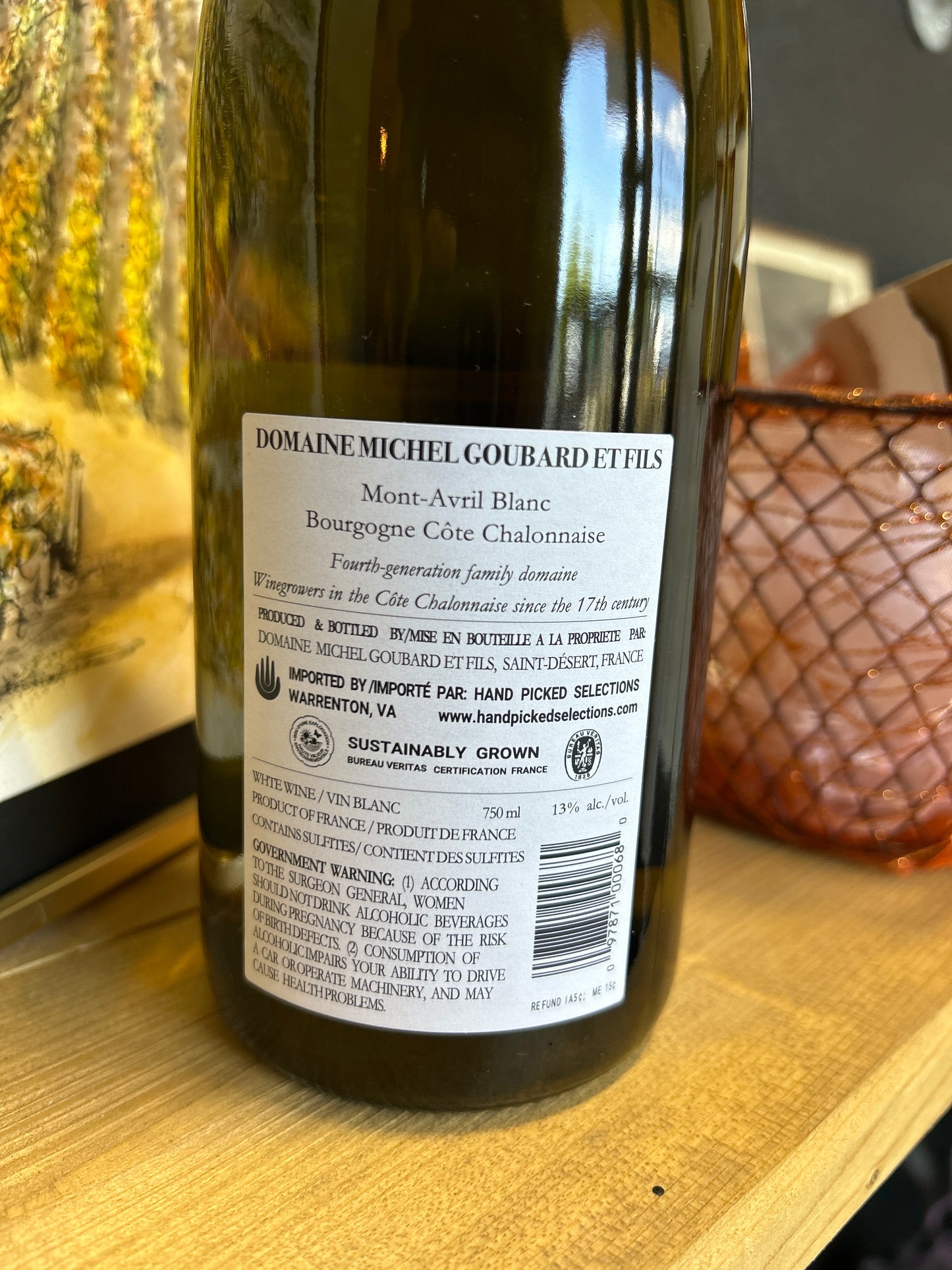 MICHEL GOUBARD 2023 Bourgogne Blanc 'Mont-Avril' (Cote Chalonnaise, Burgundy, France)