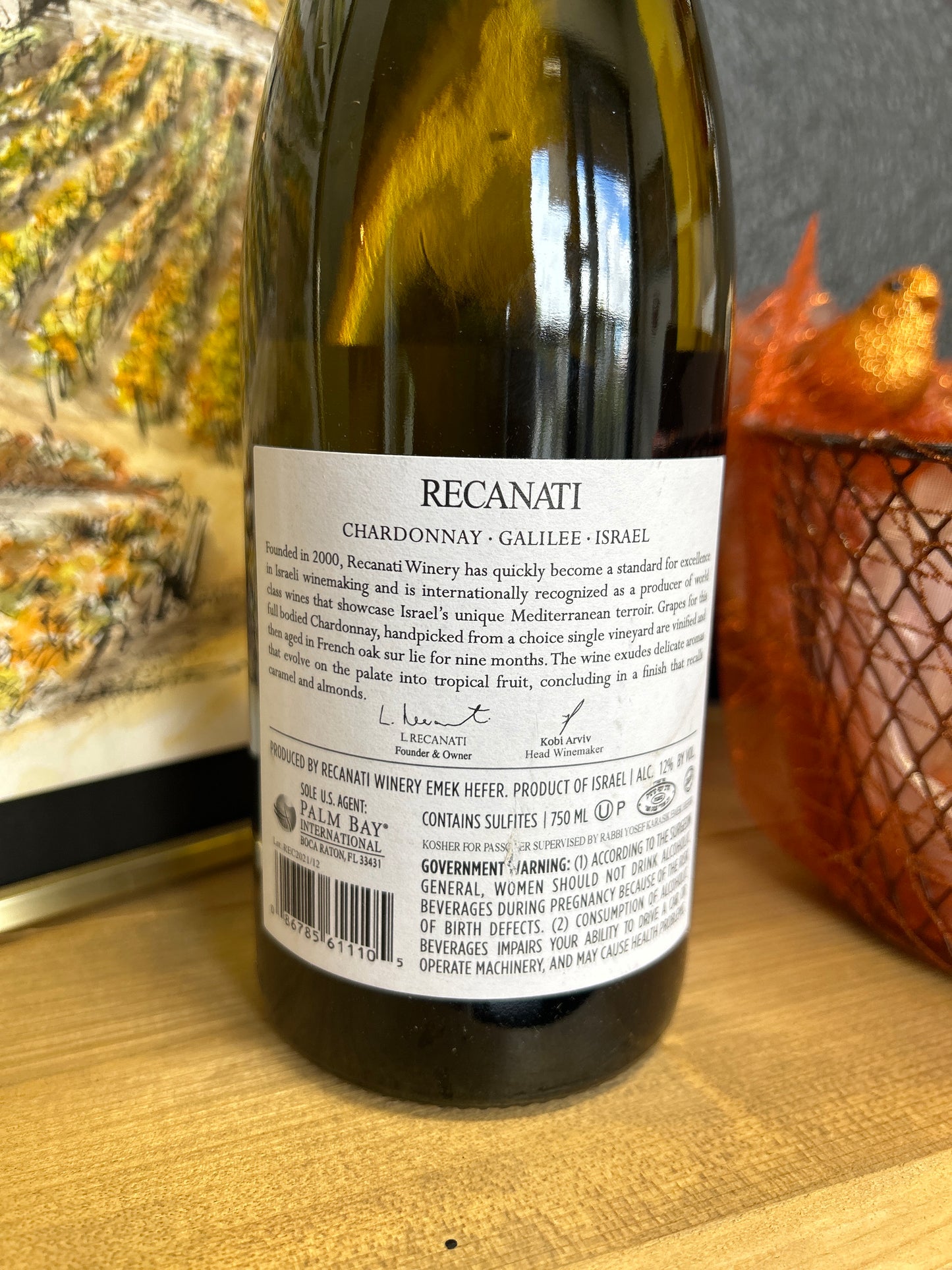 RECANATI 2021 Chardonnay KOSHER (Galilee, Israel)