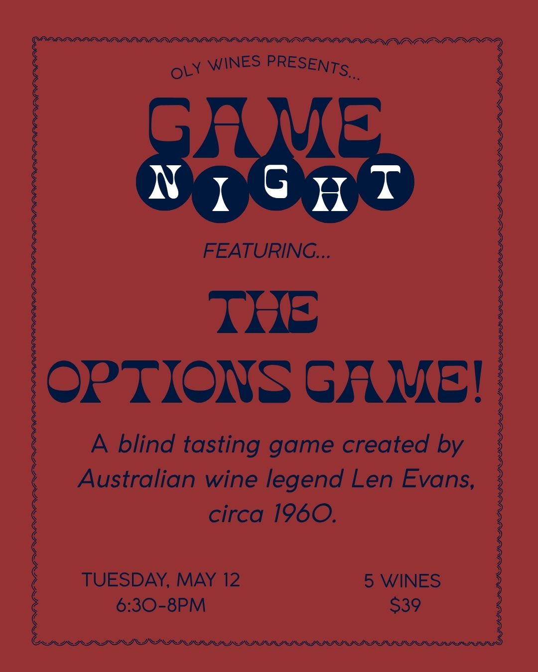 GAME NIGHT AT OLY WINES