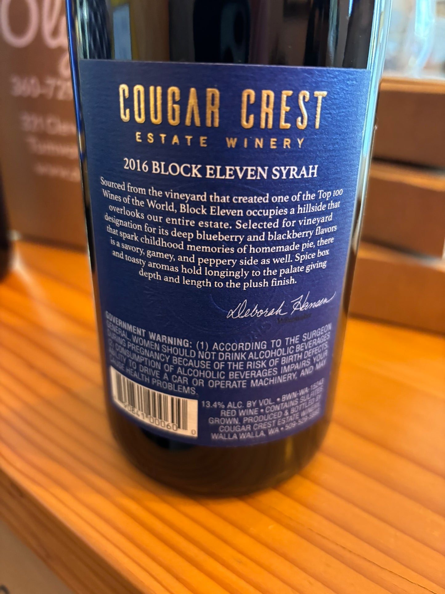 COUGAR CREST 2016 Syrah 'Block Eleven' (Walla Walla Valley, WA)