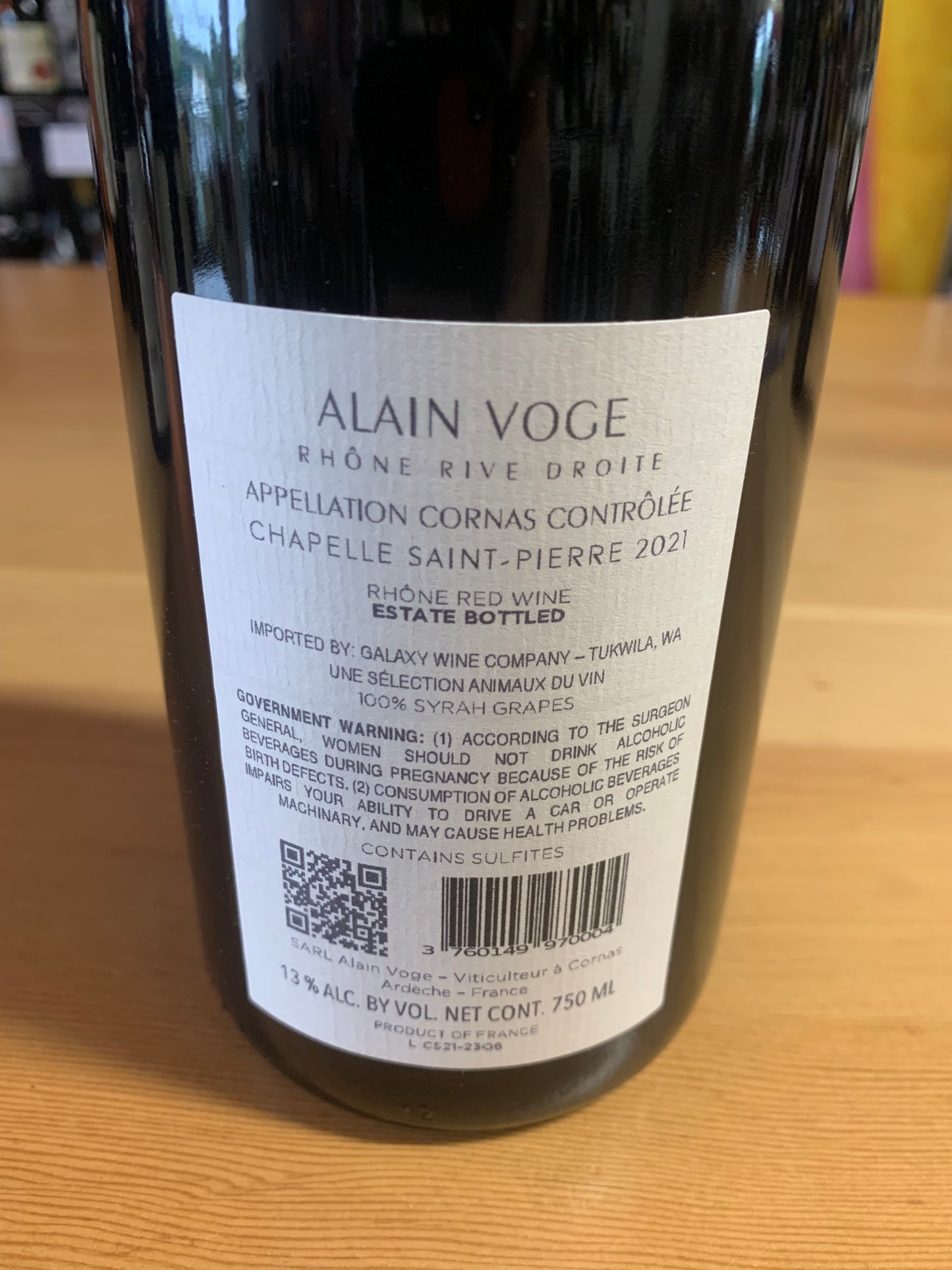 ALAIN VOGE 2021 Cornas 'Chapelle Saint-Pierre' (Rhone, FR)