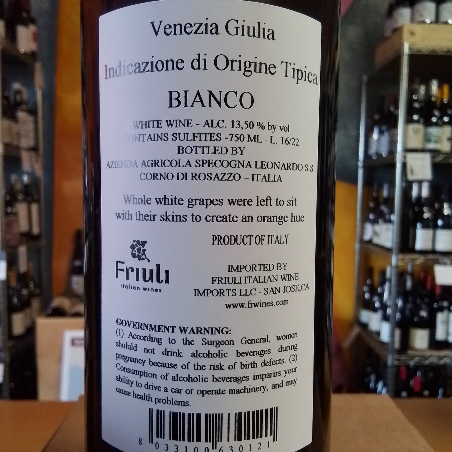 AZENDIA AGRICOLA SPECOGNA NV Traditional Skin Contact Wine 'Oranz' (Italy)