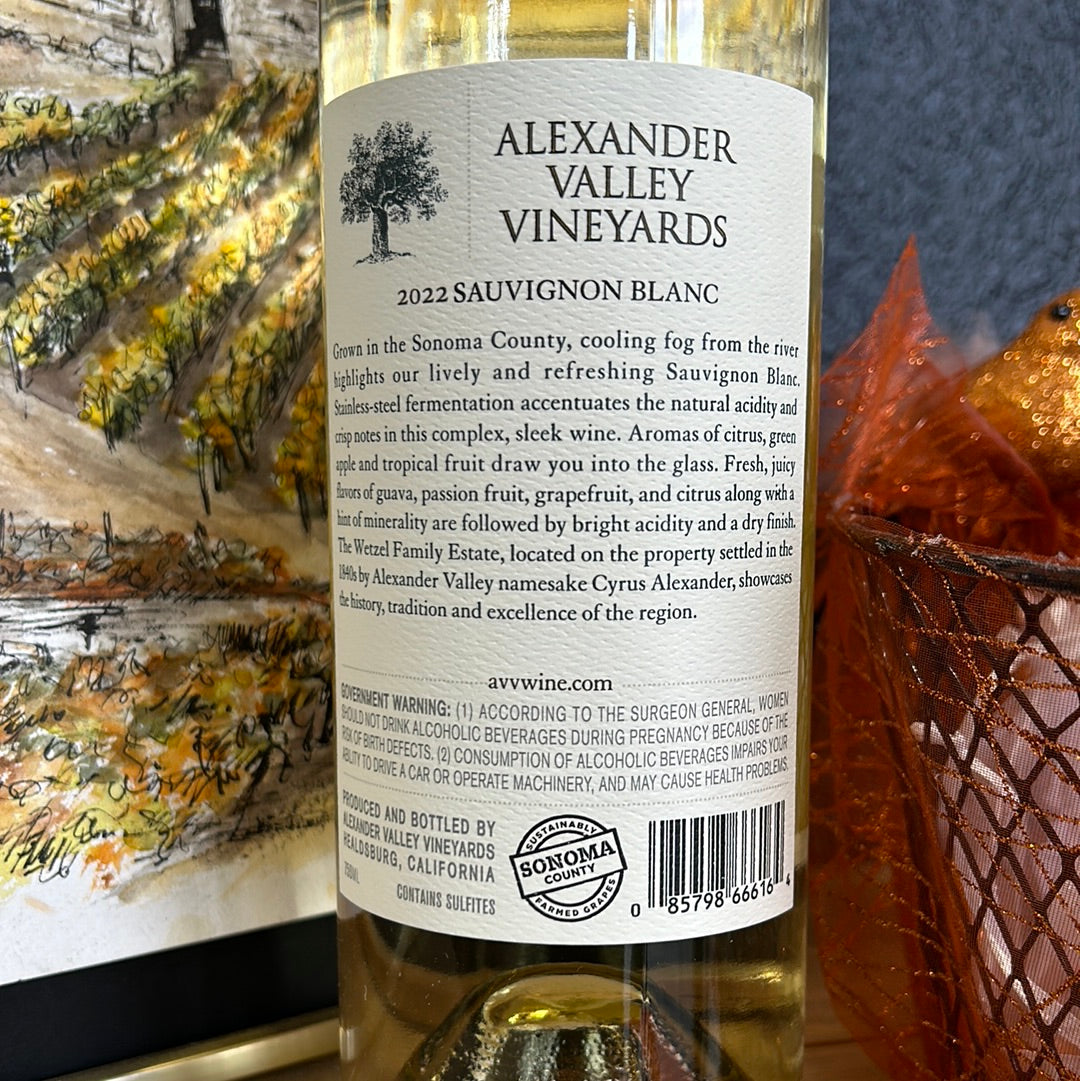 ALEXANDER VALLEY VINEYARDS 2022 Sauvignon Blanc (Sonoma County, California)