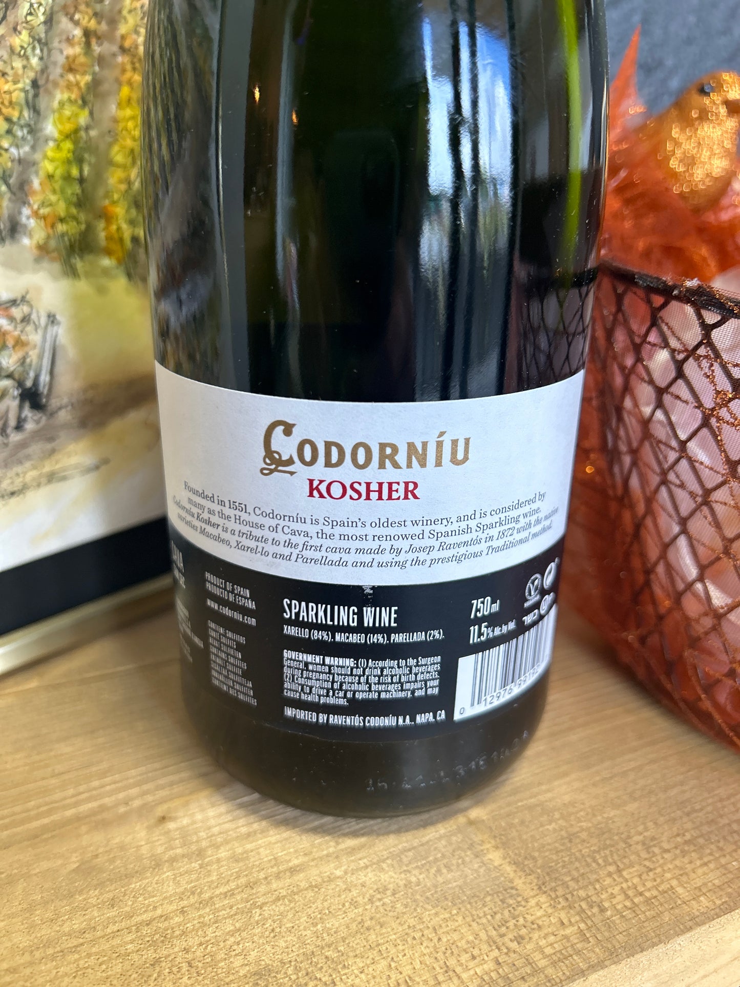 CODORNIU Cava 'Semi Sec' KOSHER (Sparkling Wine, Spain)