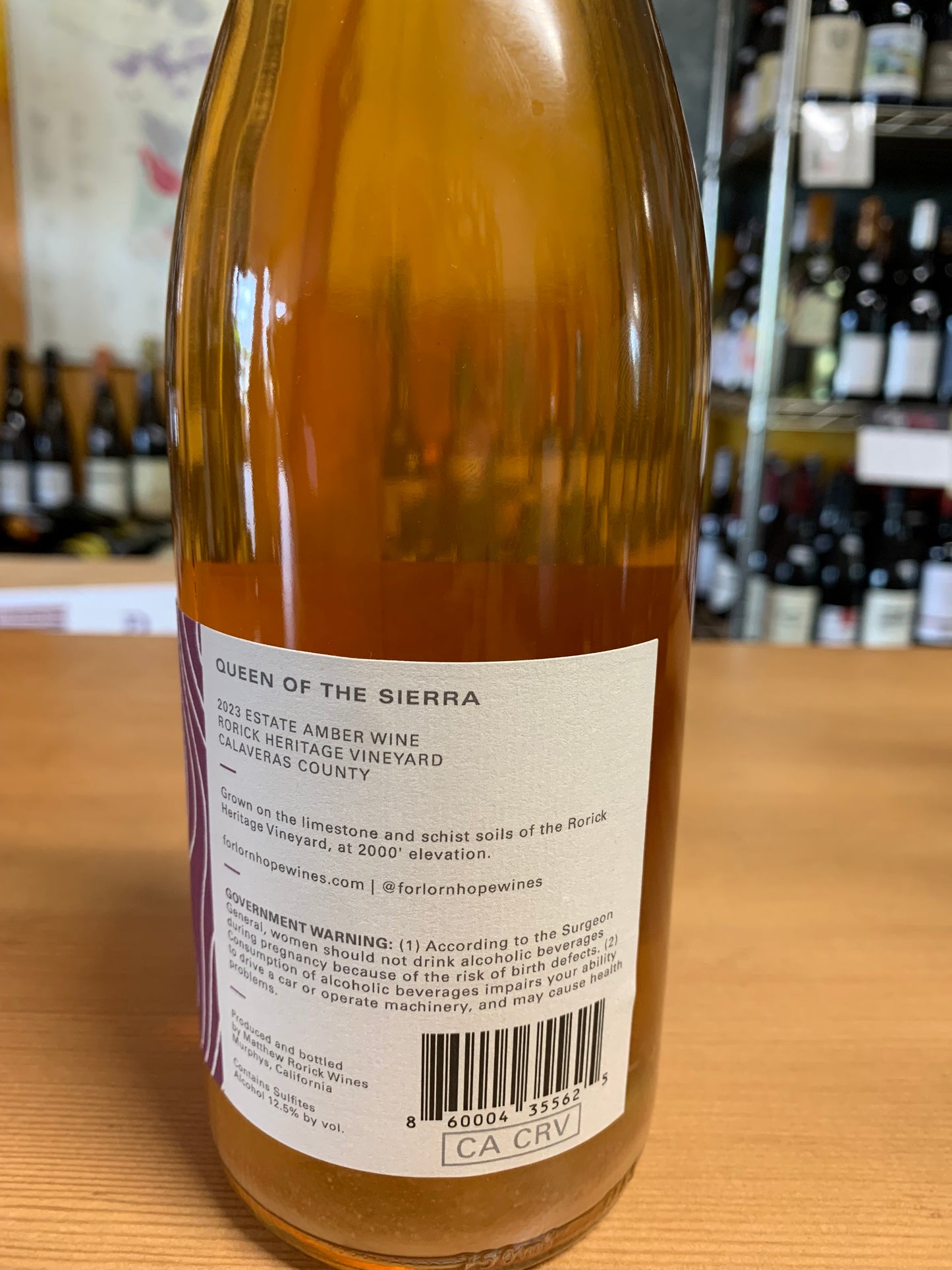 FORLORN HOPE 2023 Estate Amber Wine ‘Queen of the Sierra’ (Calaveras, CA)