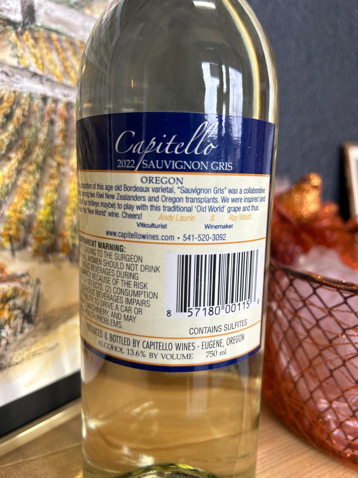 CAPITELLO 2022 Sauvignon Gris 'Elkhead Vineyard' (Oregon)