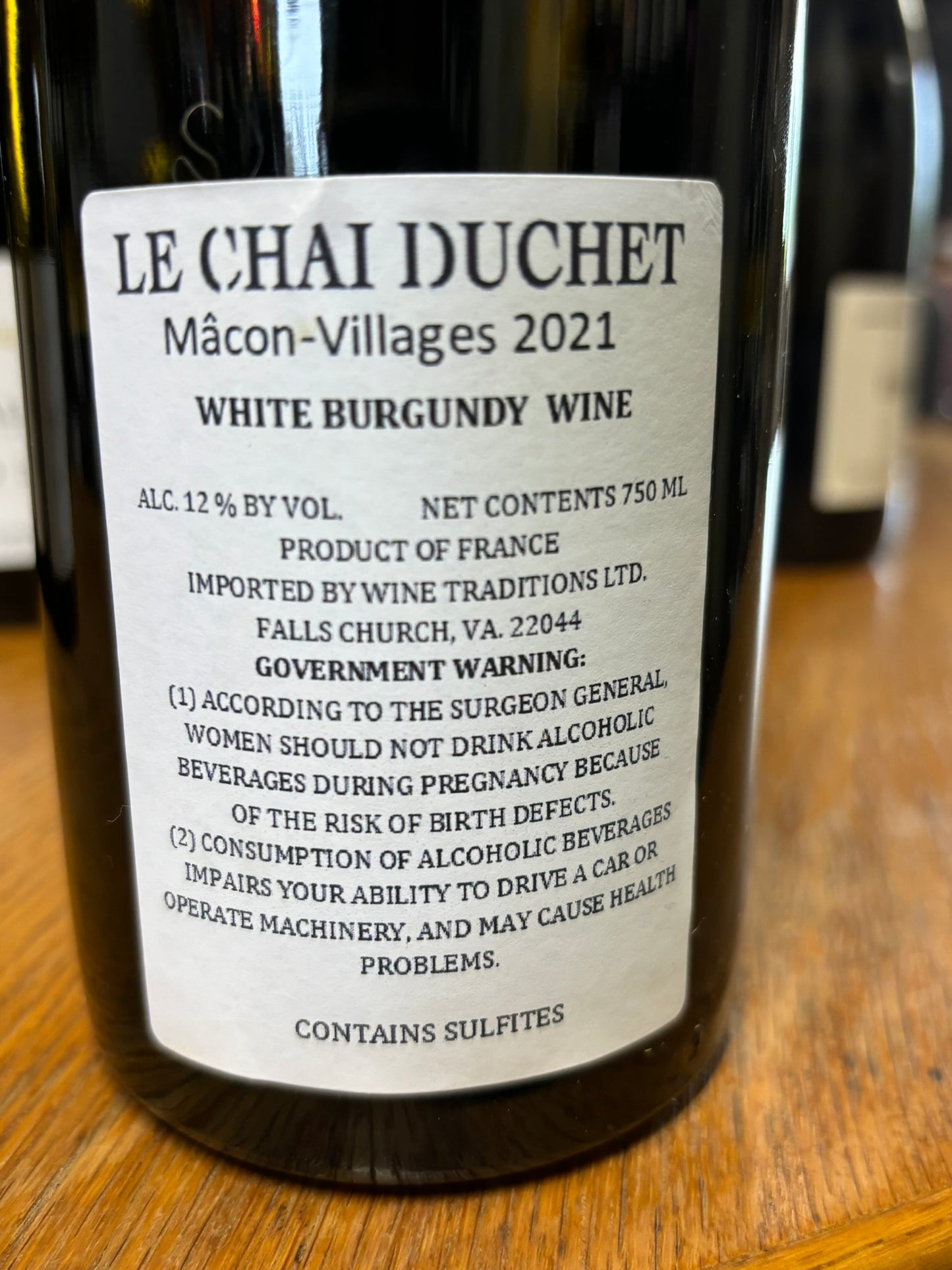 LE CHAI DUCHET 2021 Chardonnay 'Macon-Villages' (Burgundy, France)