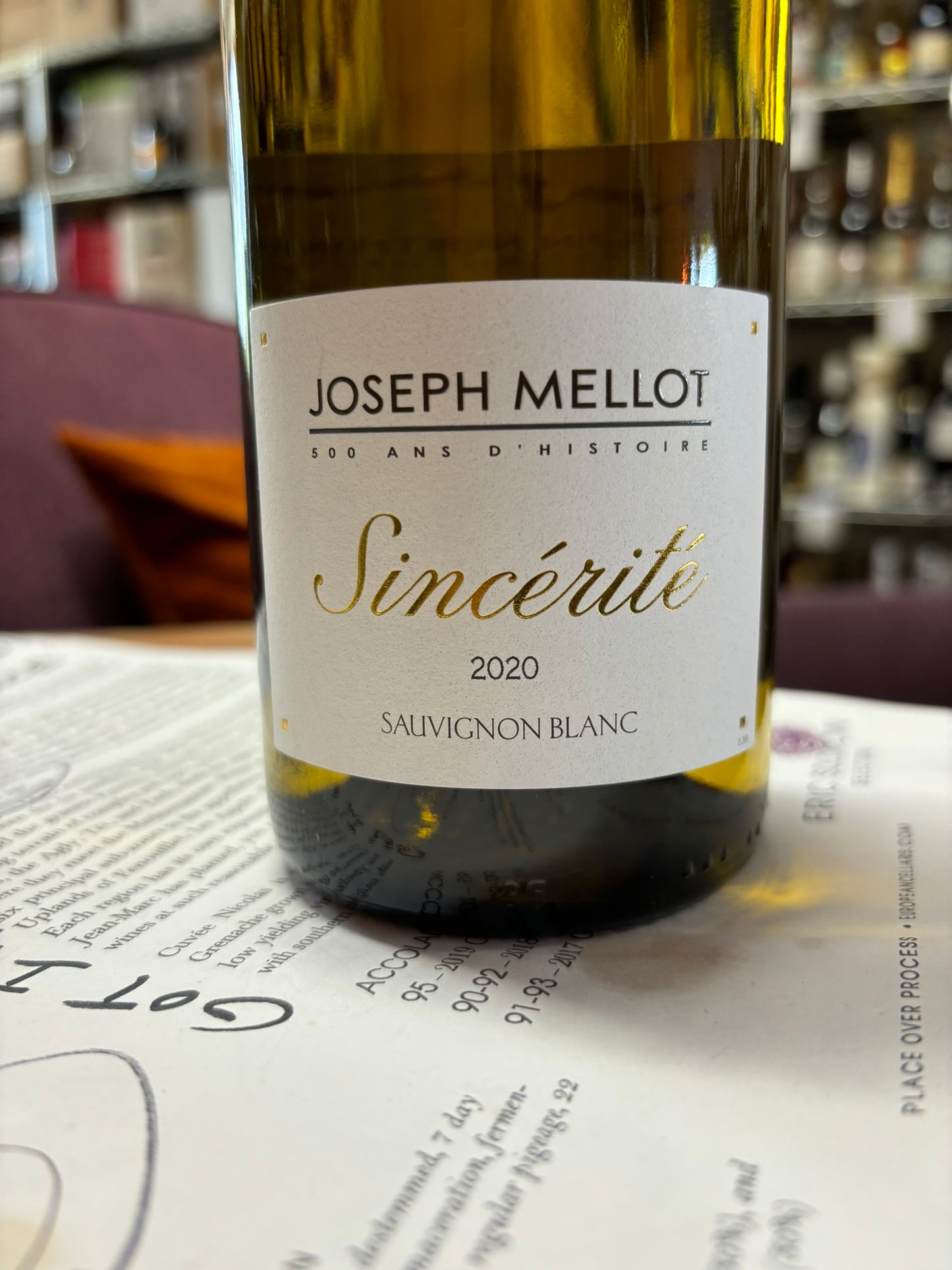JOSEPH MELLOT 2020 Sauvignon Blanc 'Sincerite' (Loire, France)