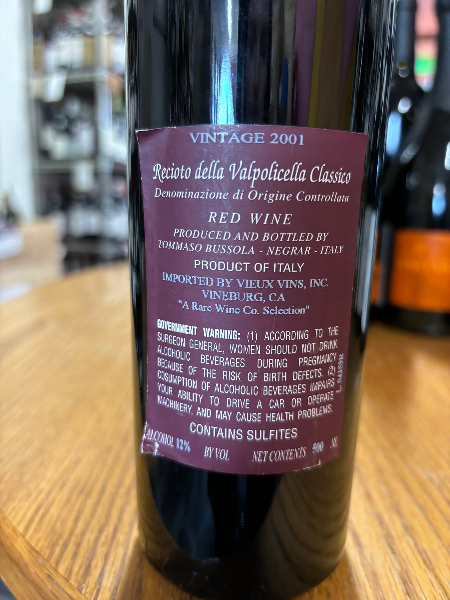 DOMAINE T. BUSSOLA 2001 Red Blend 'Recioto della Valpolicella Classico' (Veneto, Italy)