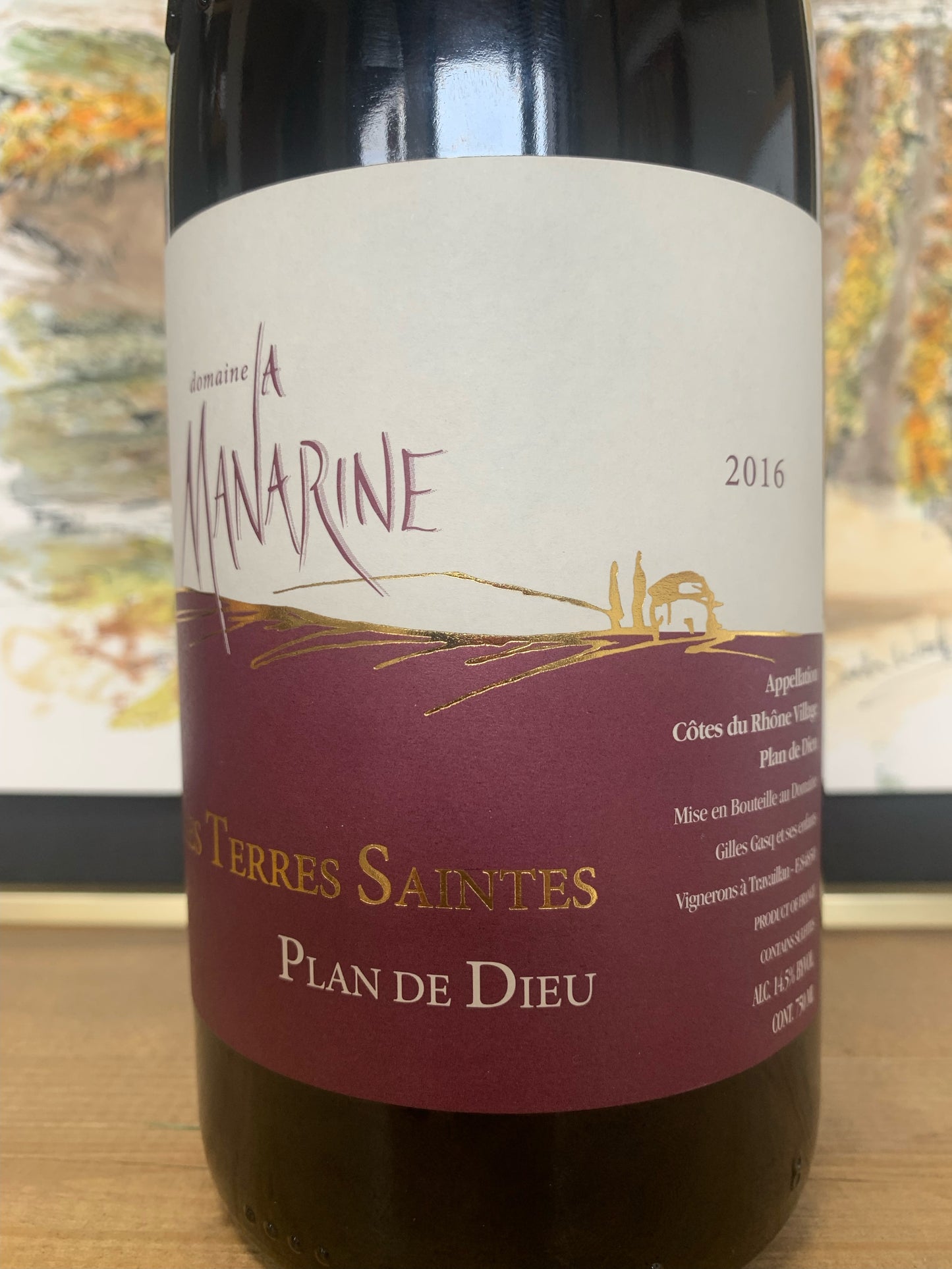 DOMAINE LA MANARINE 2016 Cotes du Rhone-Village 'Plan de Dieu' (Rhone, France)