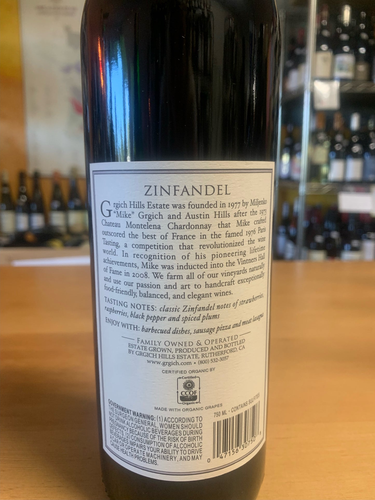 GRGICH HILLS 2019 Zinfandel 'Estate' (Napa Valley, CA)