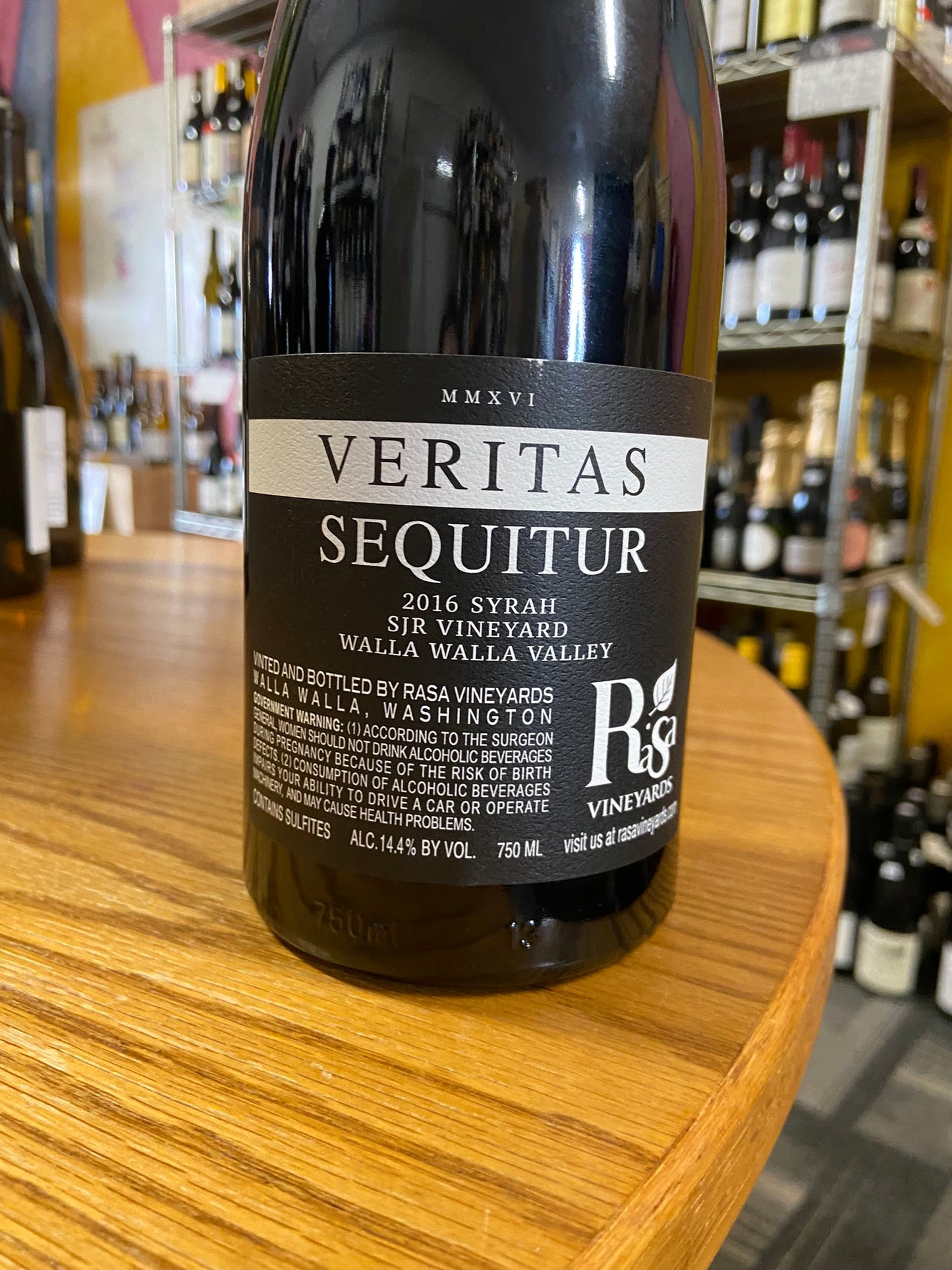 RASA VINEYARDS 2016 Syrah 'Veritas Sequitur' 'SJR Vyd' (Walla Walla, WA)