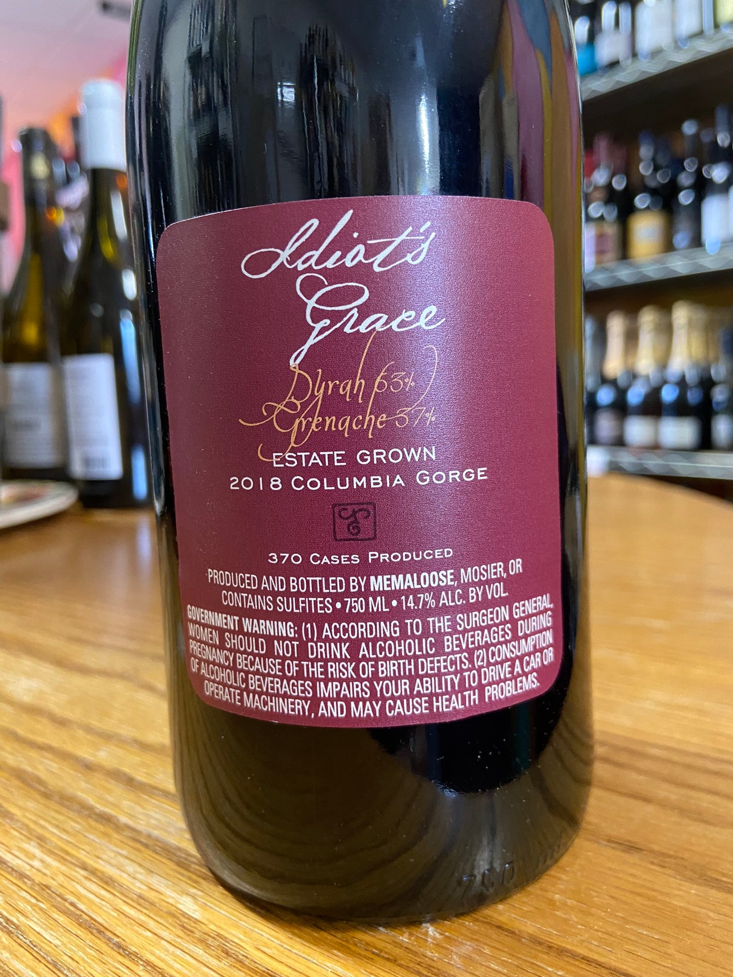 IDIOT'S GRACE 2018 Syrah Grenache (Columbia Gorge, WA)