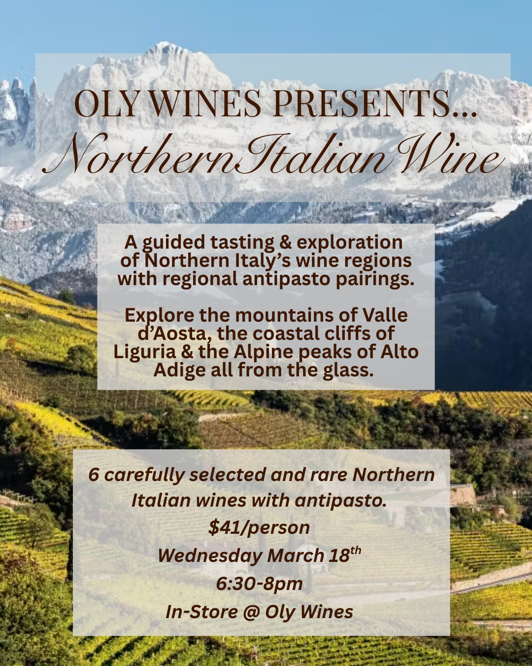 Northern Italian Wine Night March 18th